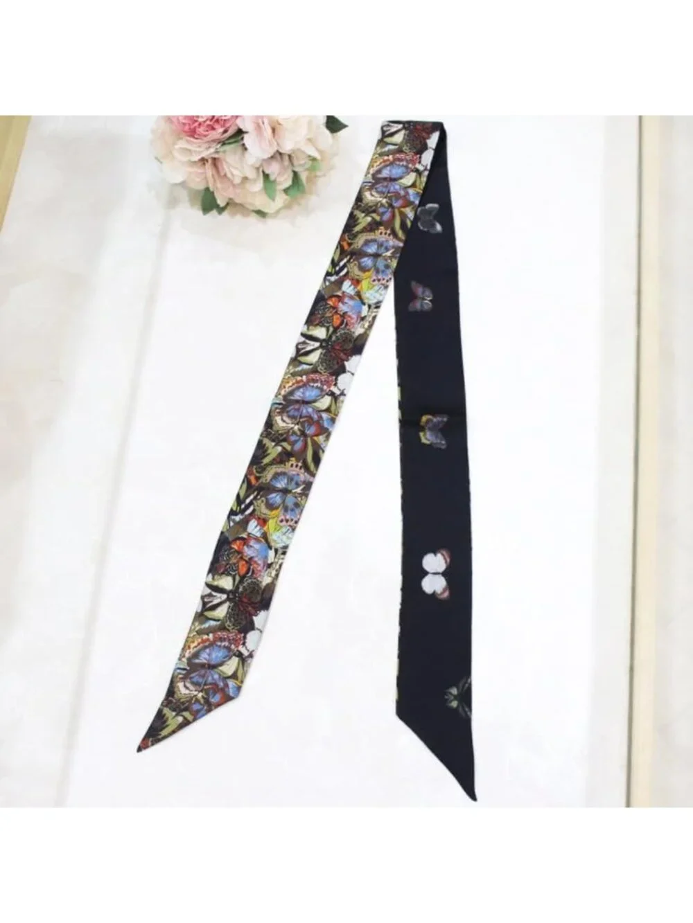 100% Mulberry Silk Scarf for Women - Versatile Hair Ribbon, Handbag Tie